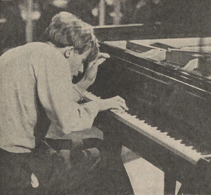 Glenn Gould playing a piano for a CBC-TV concert